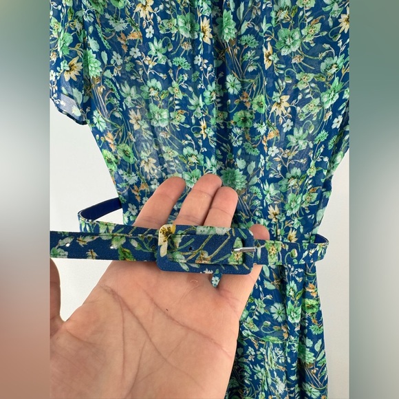 JULIO Blue Flowers Dress with belt - Picture 4 of 6